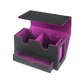 Aufbewahrungsbox für Sammelkartendecks aus PU-Leder, Sammelkarten-Spielzeugbehälter, Sammelspielkartensammler mit Schublade, Schwarz/Rot