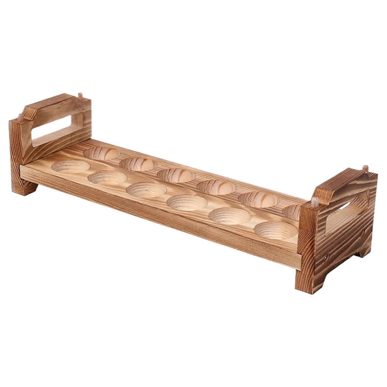 Wooden Egg Holder Tray Rustic Stackable Countertop Organizer for Farmhouse Kitchen Storage