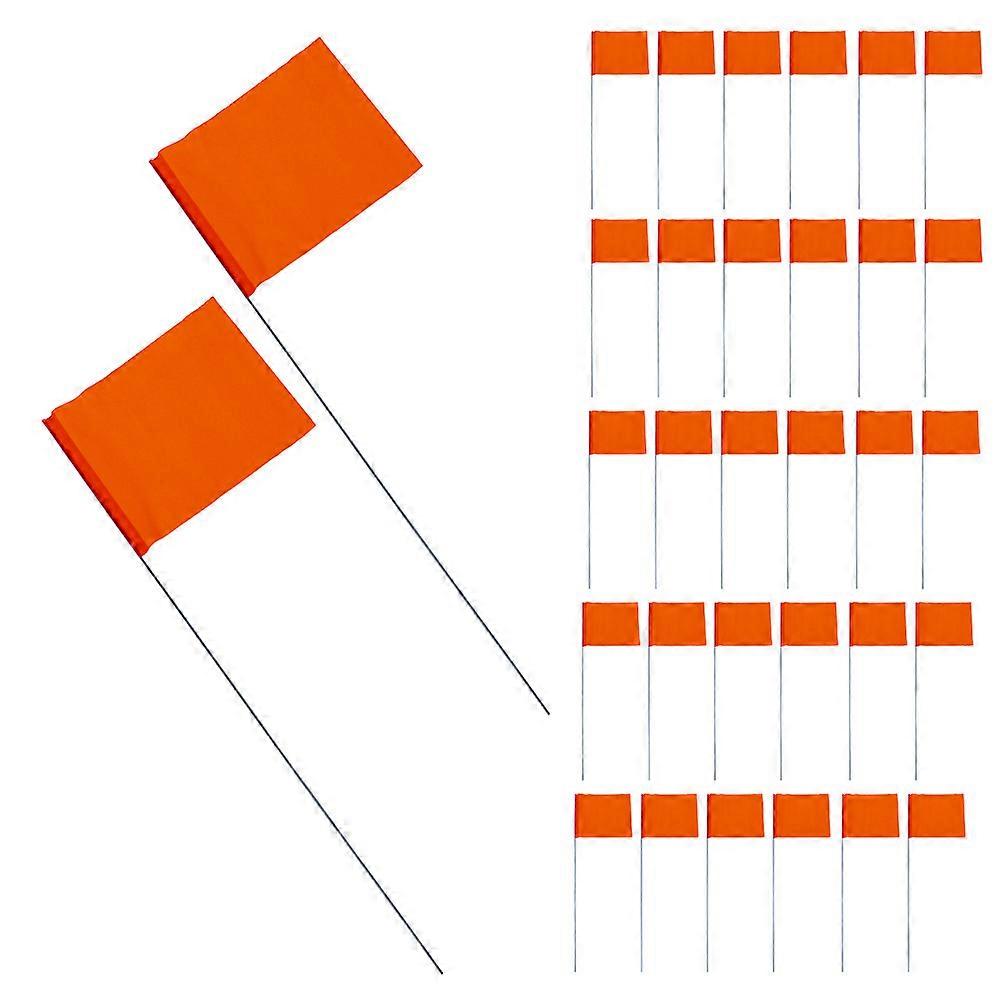 Orange Marking Flags Ground Marker for Survey Tasks 60Pcs with Steel Wire Spikes