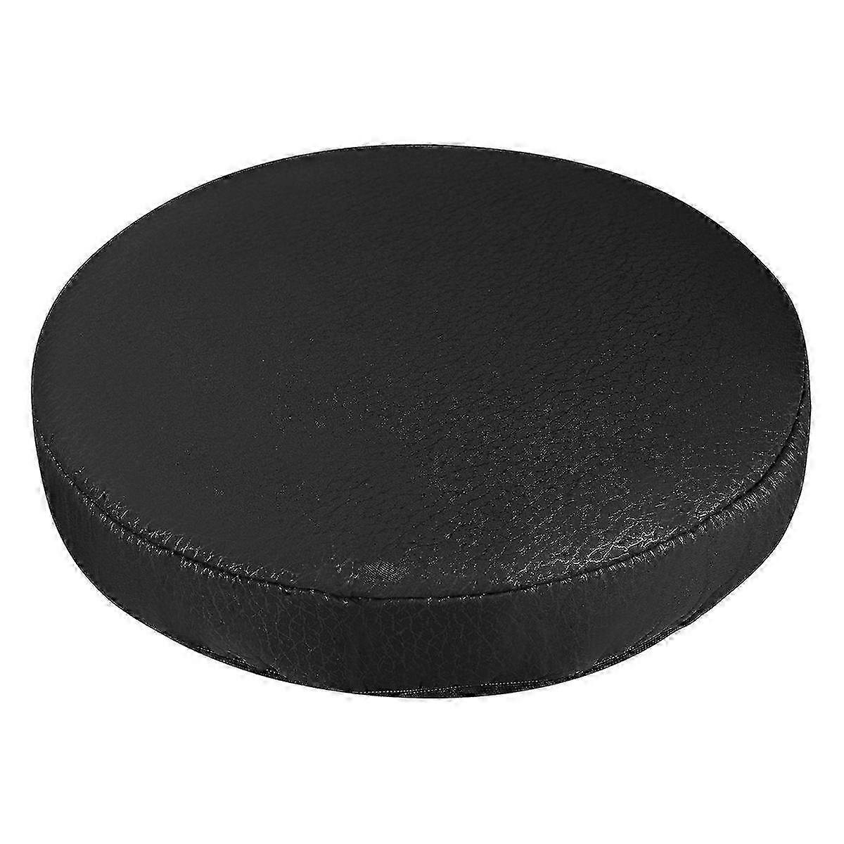 Round Elastic Seat Cushion - Practical Stool Cover for Barstools, Black (30cm)
