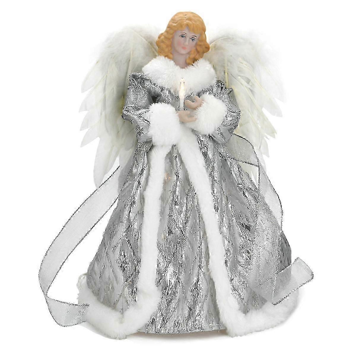 Angel tree topper with lights and extended cord for Christmas