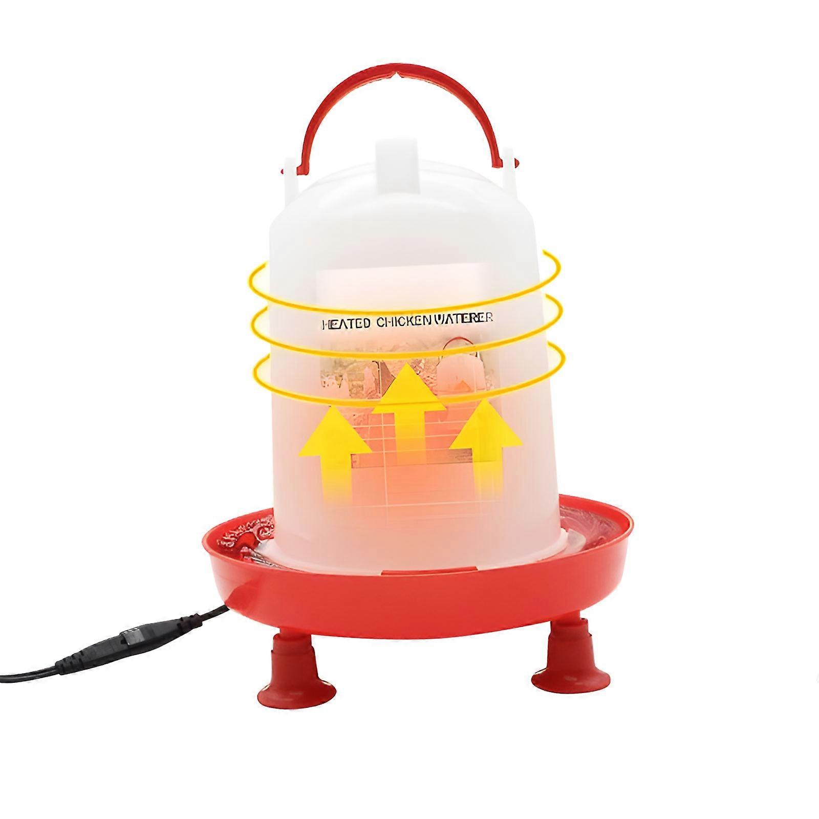 Heated Poultry Waterer With Automatic Thermostat Adjustable Legs For Winter Use 110V Chicken Coops Heated Drinker Multicolor