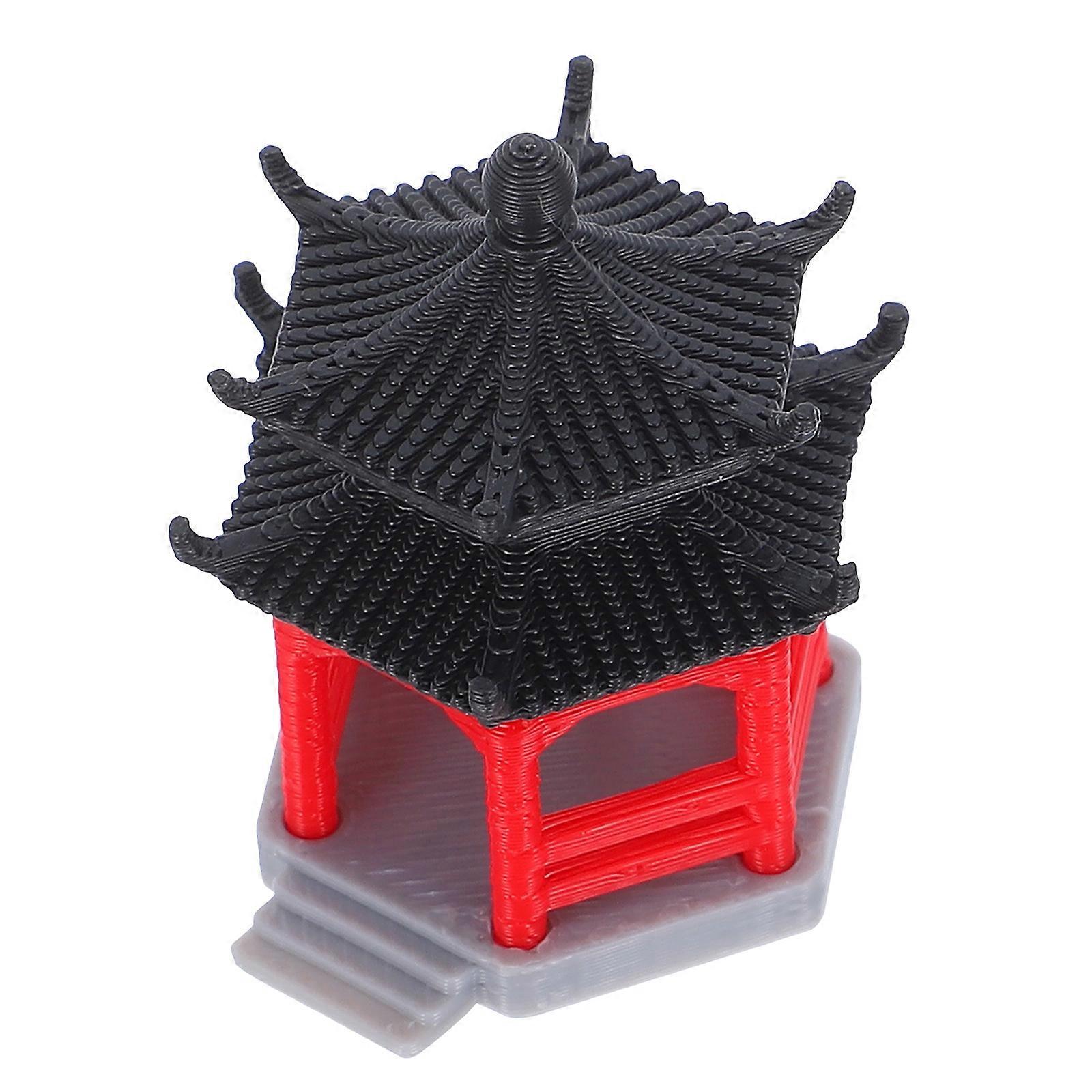 Miniature Hexagon Pavilion Statue for Aquarium Decor Multi Plastic