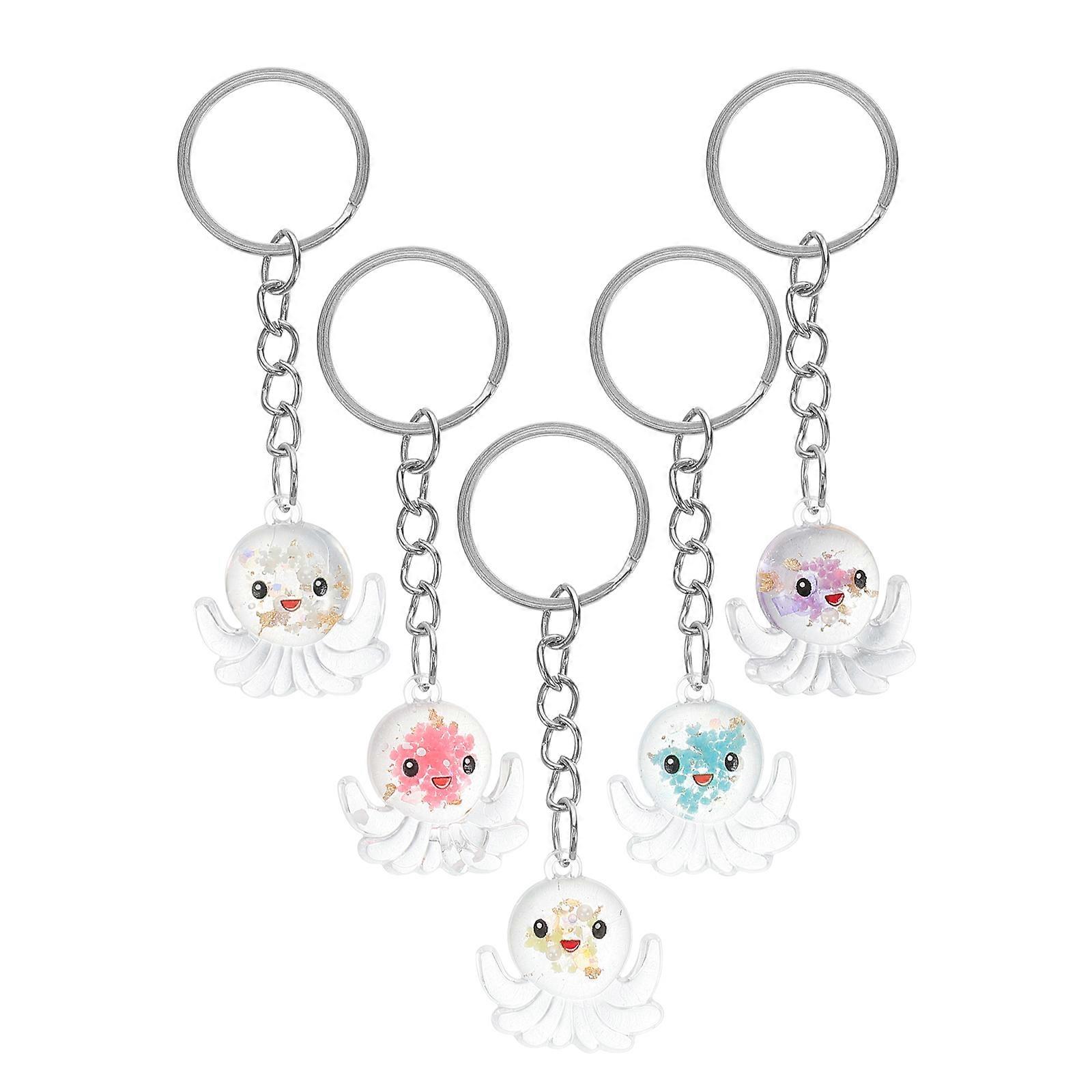 Assorted Color Octopus Keychains for Decoration Resin 5Pcs Set
