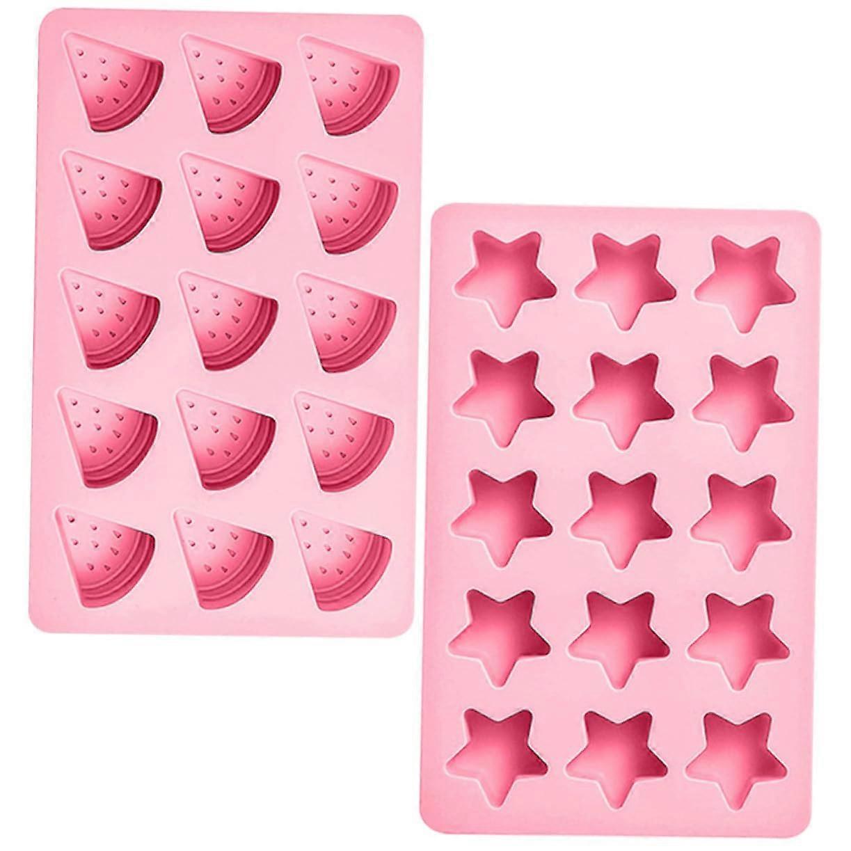 2pcs Silicone Ice Cube Tray with Lid, Food Grade Heart and Star Shapes, Easy Release, Leakproof