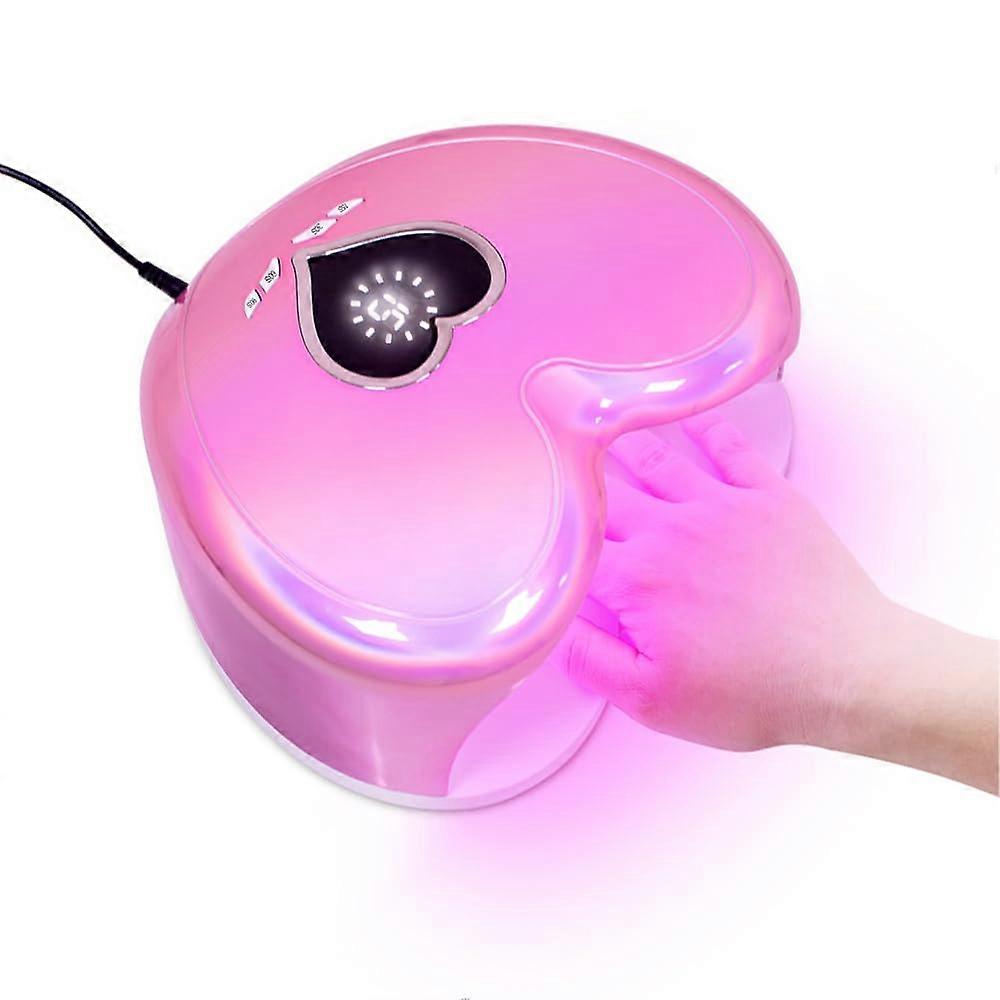 96W UV LED Nail Lamp Gel Nail Polish Dryer with Fast Curing, Timer, Removable Base, Pink