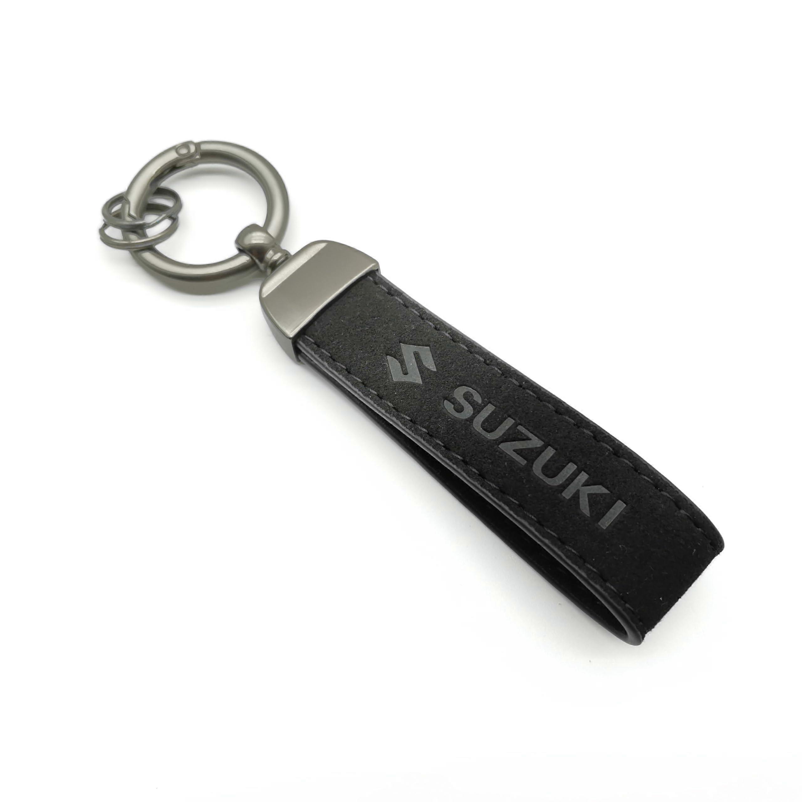 Leather Car Keychain with Durable Alloy Buckle for Suzuki and Motorcycle Keys