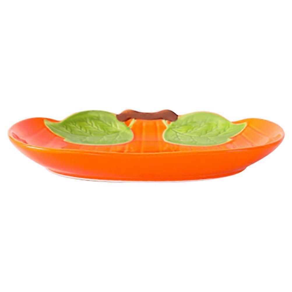Orange Ceramic Pumpkin Plate for Food Serving and Dining