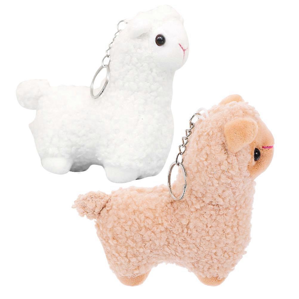 Alpaca Plush Keychain Mini Stuffed Animals Dolls for Key 2Pcs Assorted Color