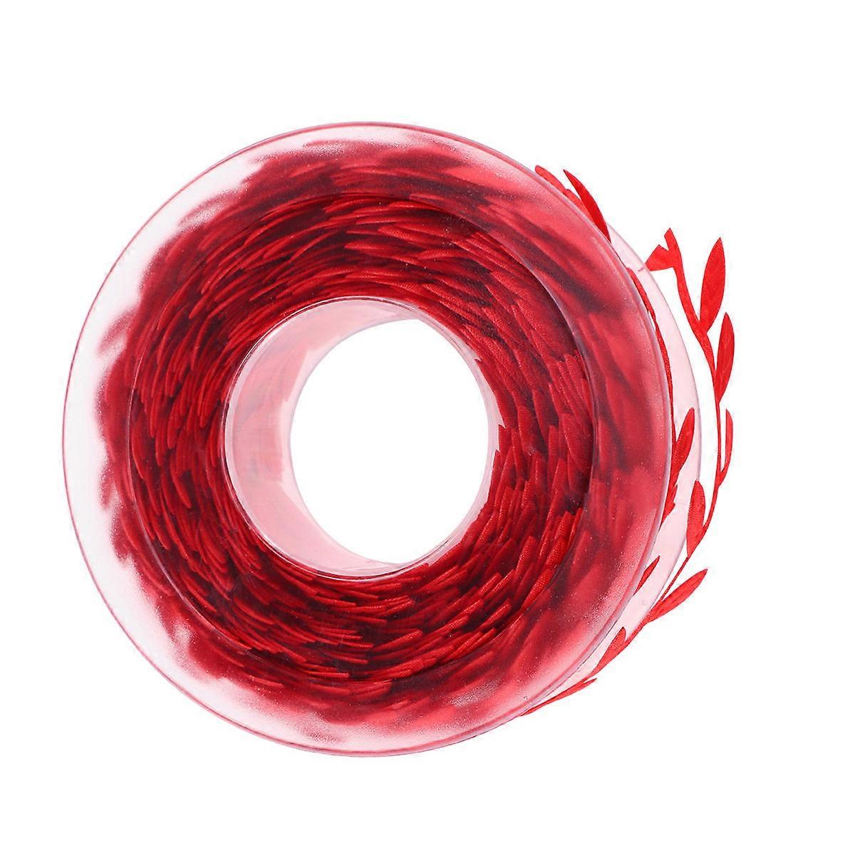 Leaf Ribbon for Gift Crafting with 3 Rolls of Red Decorative Wrapping Ribbon