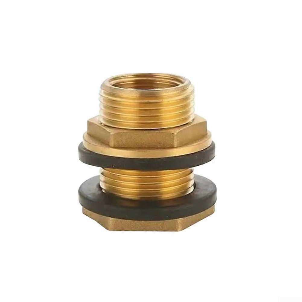 Brass Bulkhead Pipe Joint For Water Tank Applications With Leak Proof Double Layer Silicone Ring G3/4 Size