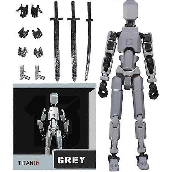 T13 Action Figure, Titan 13 3D Printed Action Figure, Lucky 13 Action Figure, Nova 13 Action Figure Dummy 13 Action Figure Gray