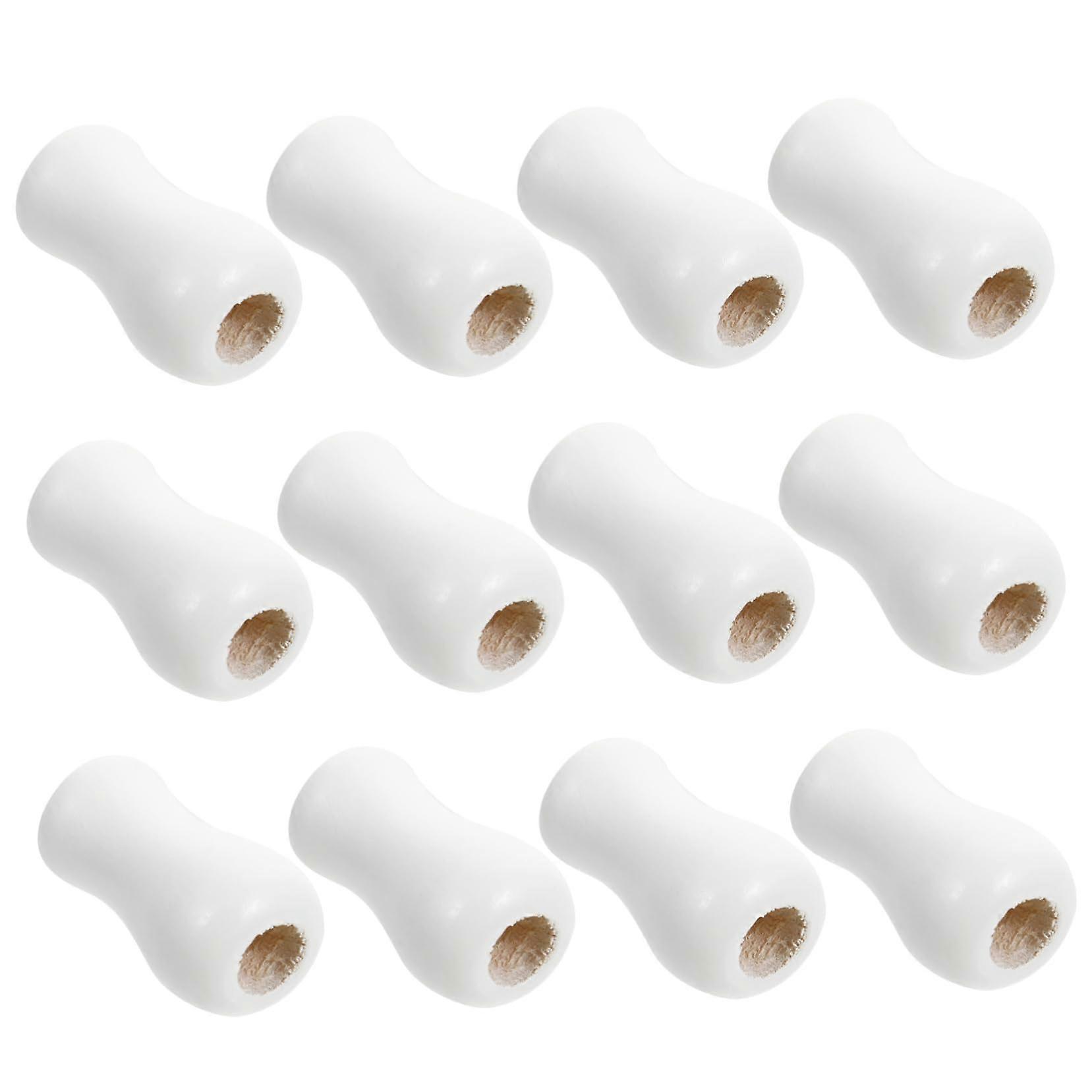 12pcs Blind Cord Tassels White Wood Pull Knobs for Window Shades and Roman Blind