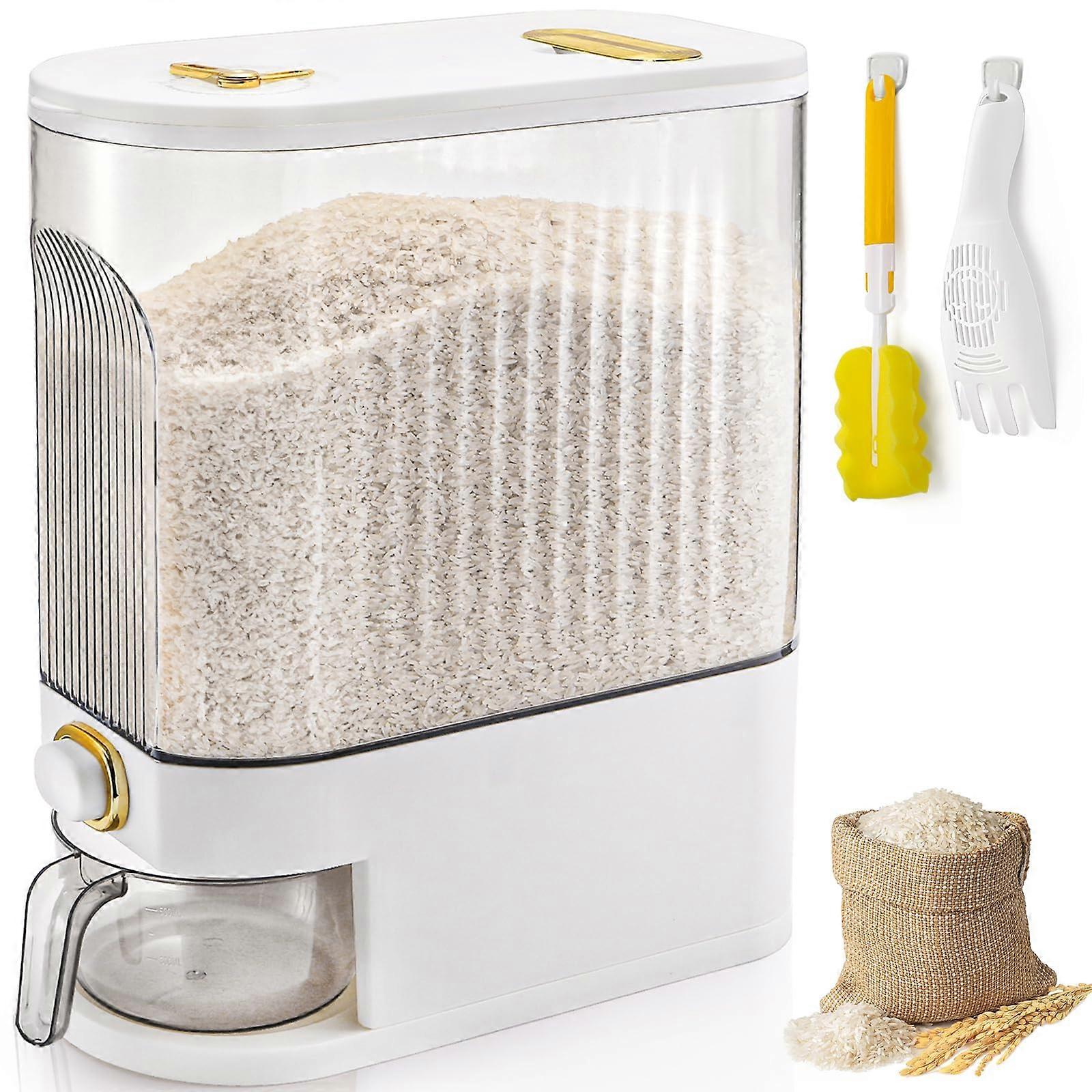 Large Capacity Rice Dispenser 22 Lbs Grain Storage Container with Measuring Cup for Kitchen