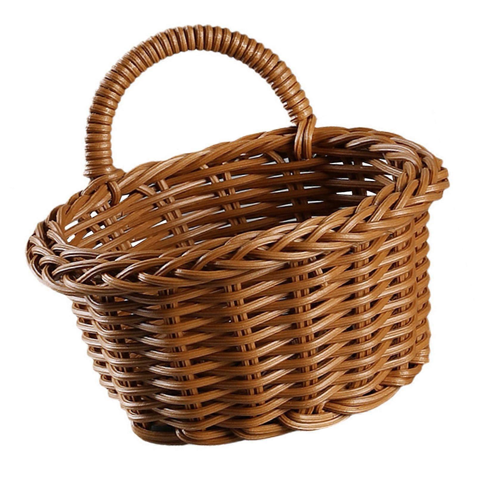Hanging Wall Basket Rustic RattanStyle Organizer for Kitchen Storage and Home Decor