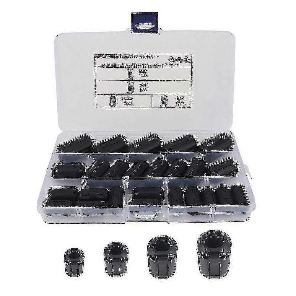 25 Pcs Ferrite Core Cable Ring Choke Noise Suppressor Filter para cable de alimentación