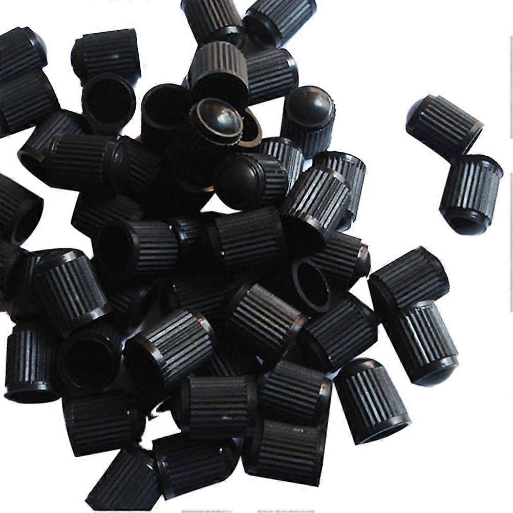 100pcs Tire Plastic Caps Covers (Black)