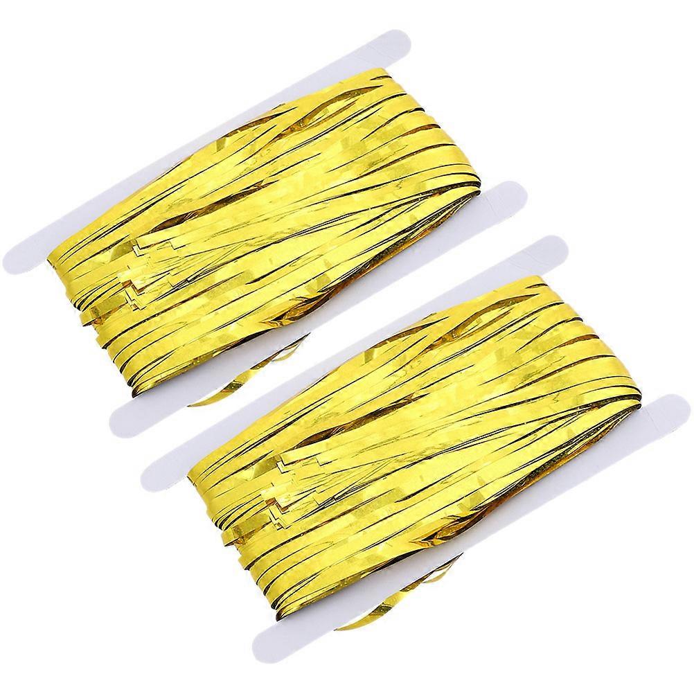 Fringe Curtain Backdrop Golden Tinsel Curtain for Decor 2Pcs Set
