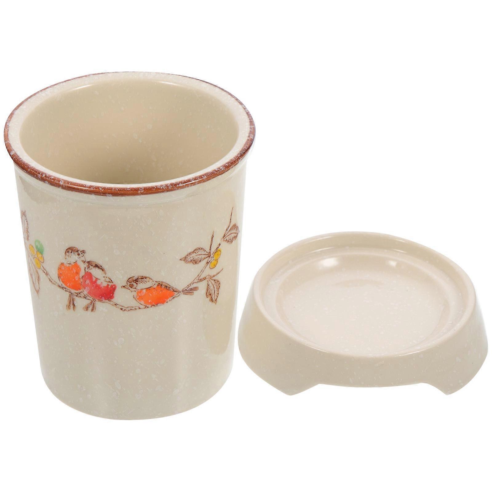 Ceramic Chopstick Holder for Home Kitchen Utensil Storage Beige