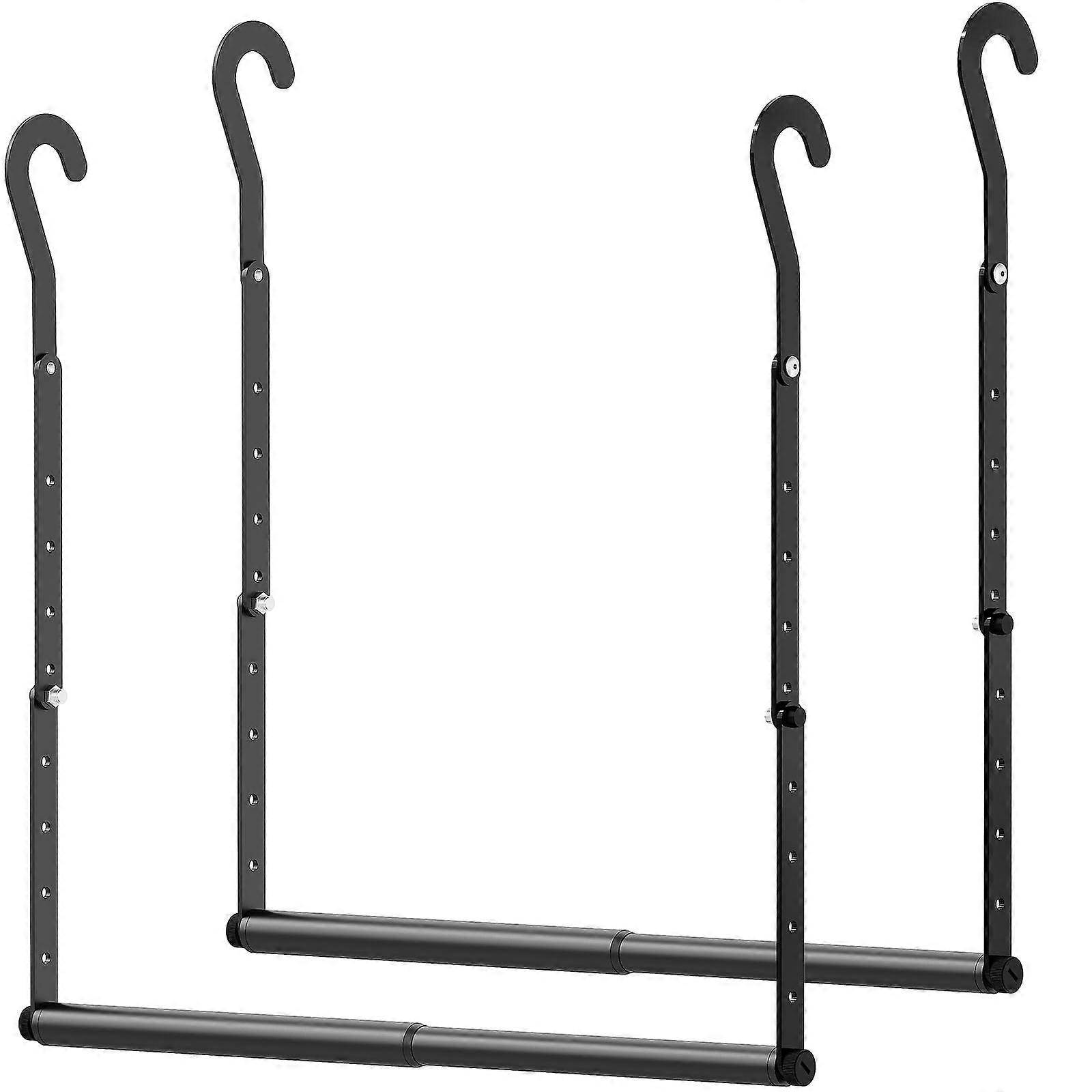 Adjustable Closet Rod with Double Hanging Capacity, Heavy Duty SpaceSaving Extender, 2 Pack Black
