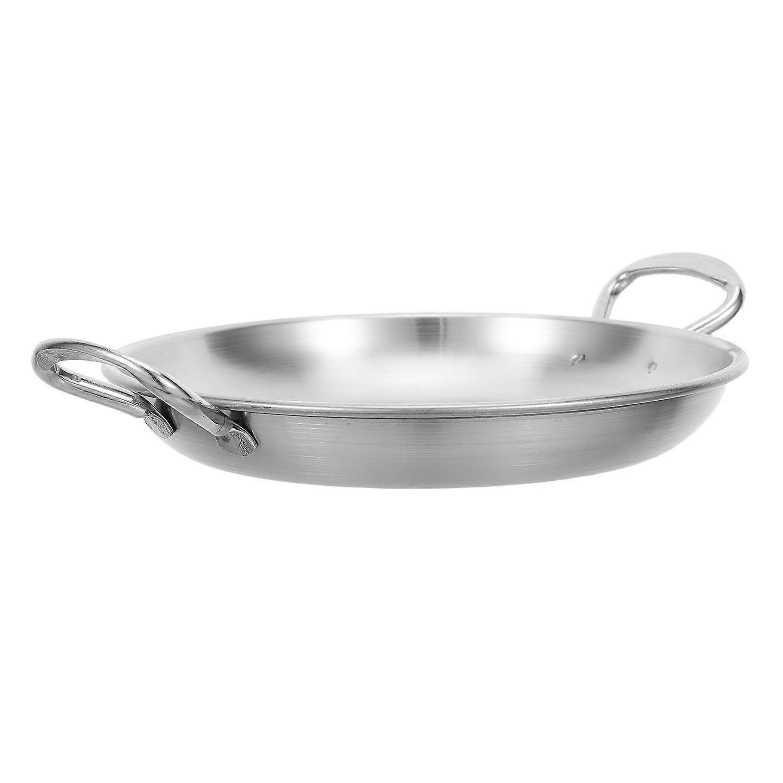 Plato de comida de acero inoxidable para servir pollo frito con asas