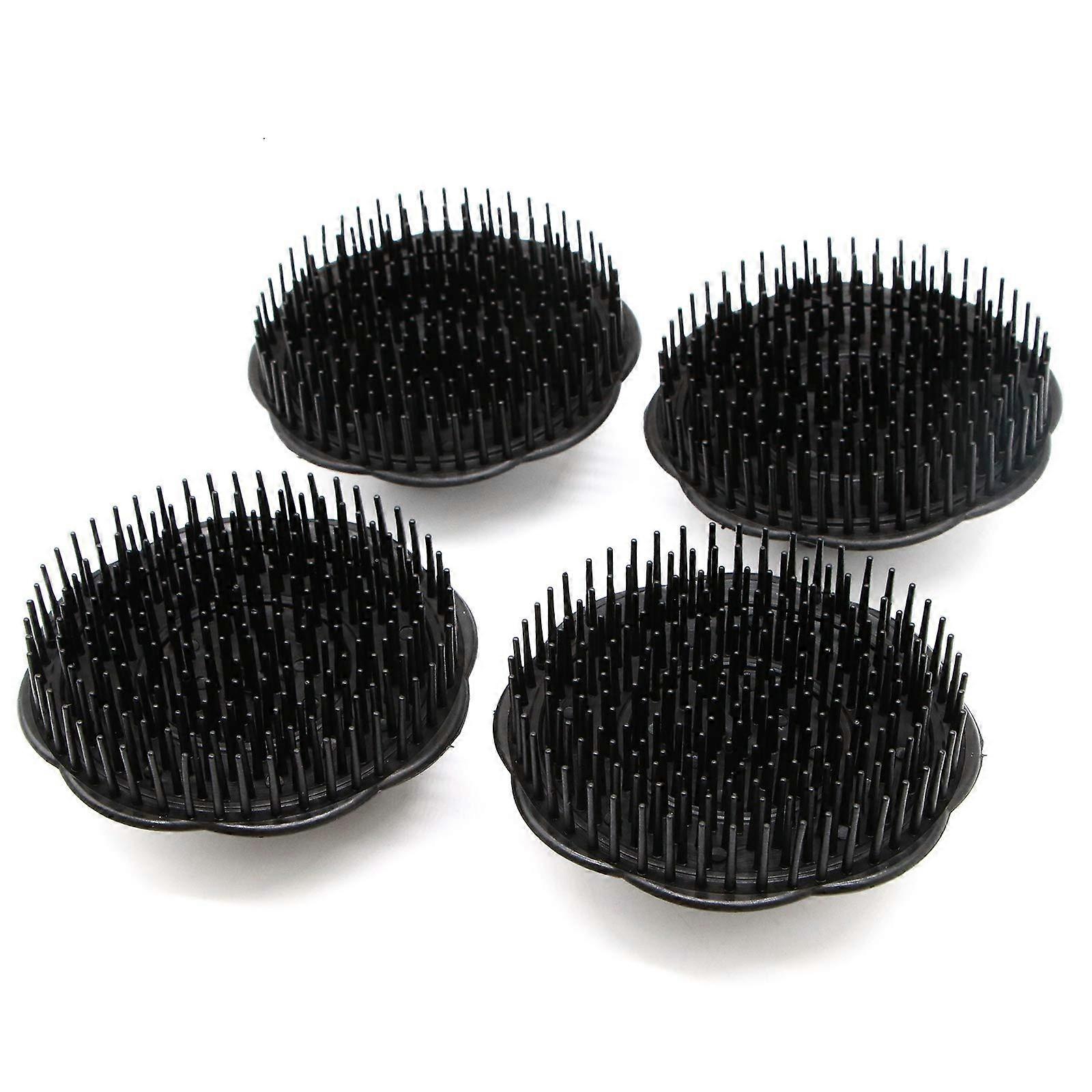 Scalp Massager Shampoo Brush with Ergonomic Handle for Deep Cleansing, 4 Pack Black