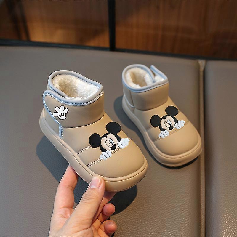 Mickey mouse cotton shoes Disney kids pu new winter first walkers plus fleece cotton boots girls toddler shoes boys casual shoes