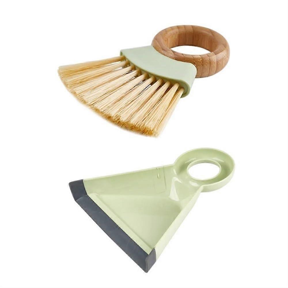 Desktop Broom and Dustpan Set, Compact Desk Cleaning Kit with Soft Brush, 2pcs Green