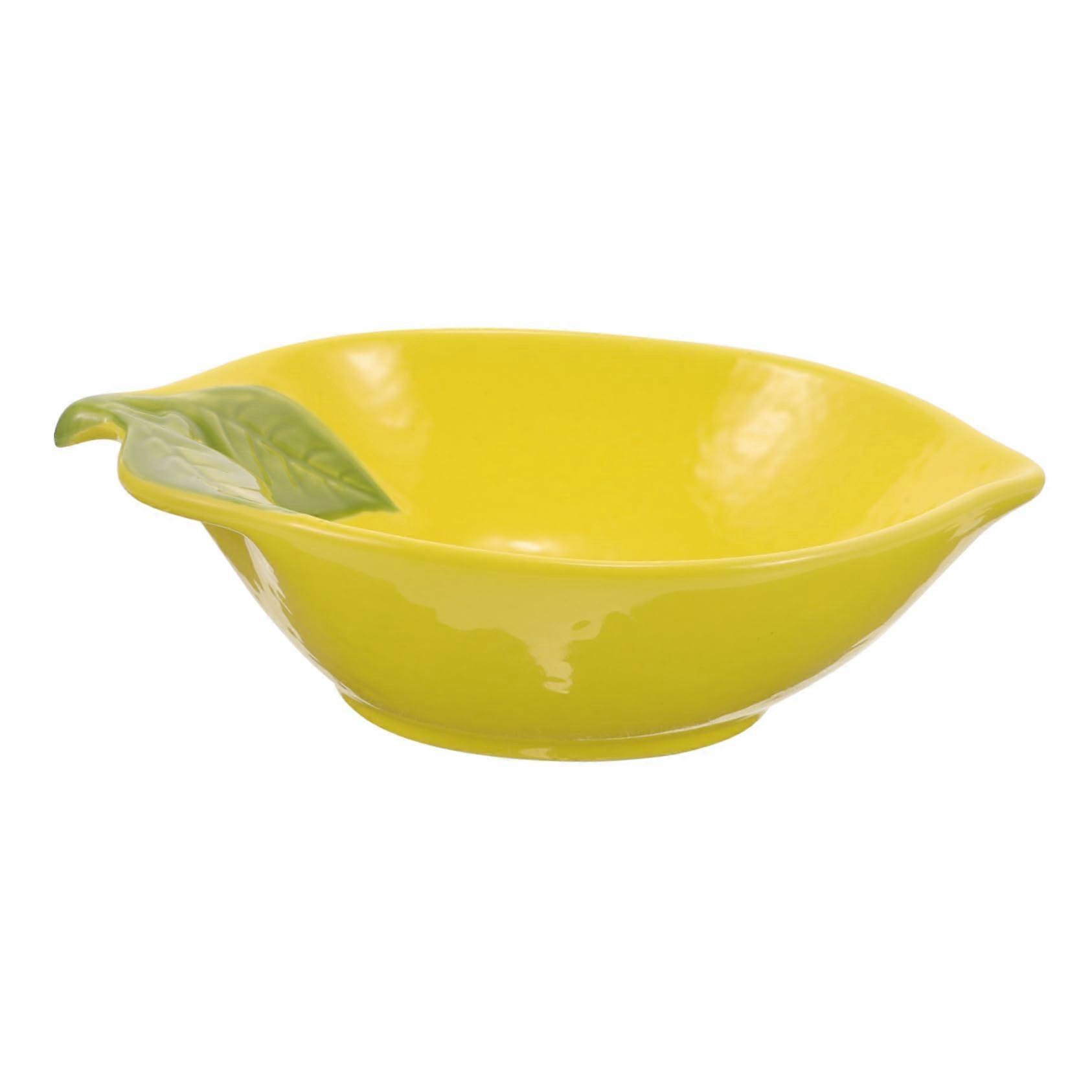 Ceramic Salad Bowl Lemon Shaped Fruit Serving Dish Durable Easy Clean Party Tableware Kitchen
