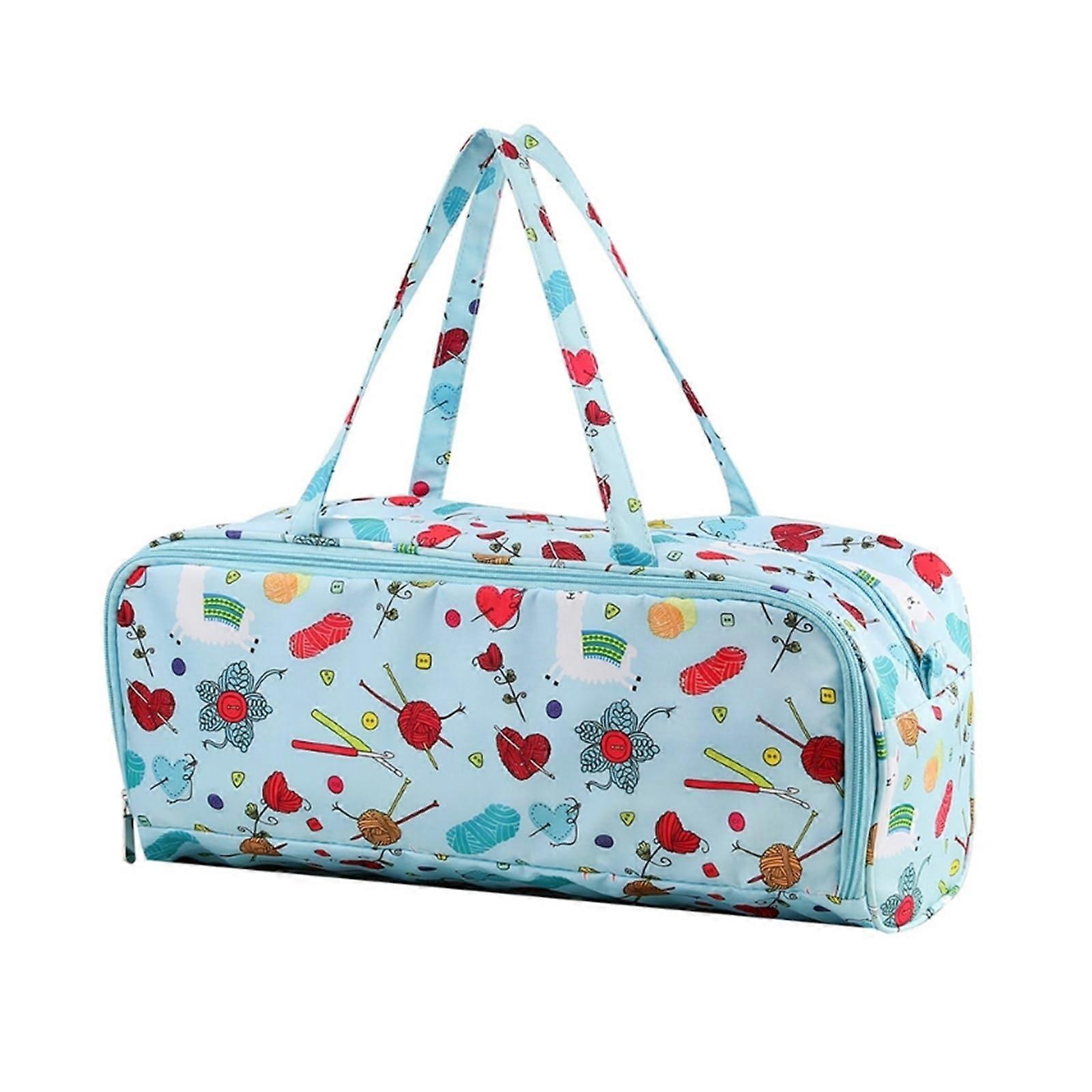 Large Knitting Bag with Compartments, Durable Yarn Storage Organizer for Crochet and Needles