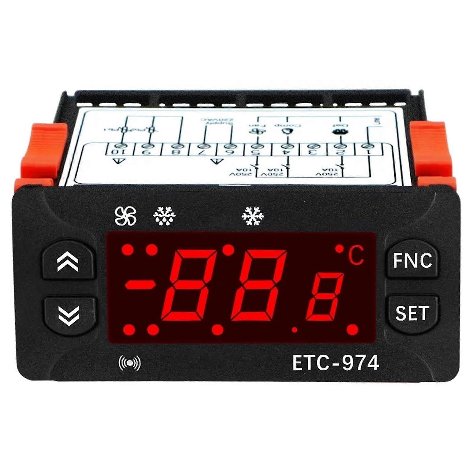 ETC974 Intelligent Digital Temperature Controller with Dual Sensor Accuracy and Automatic Defrost