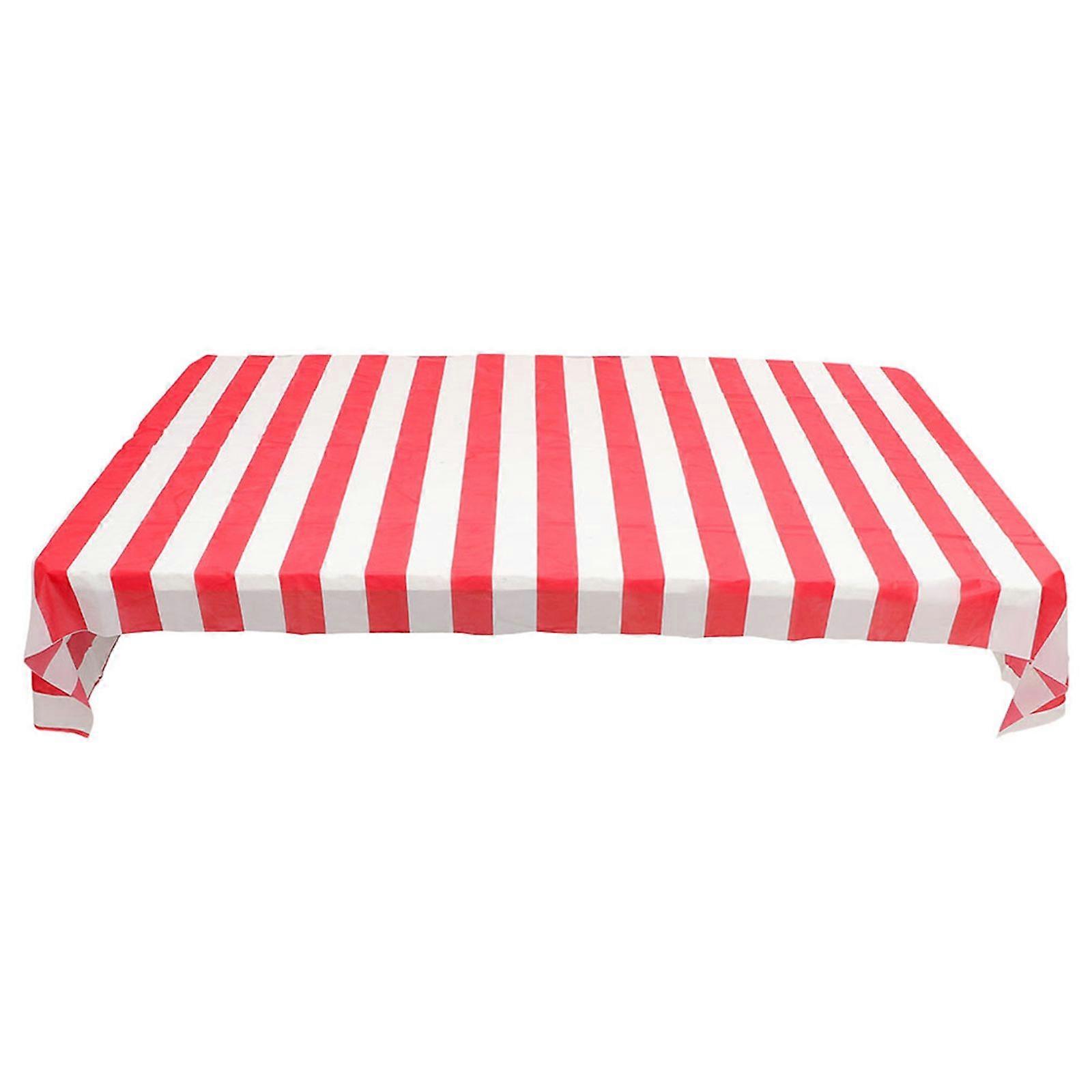 Striped Circus Tablecloth Reusable Plastic Table Cover Carnival Theme Party Decoration