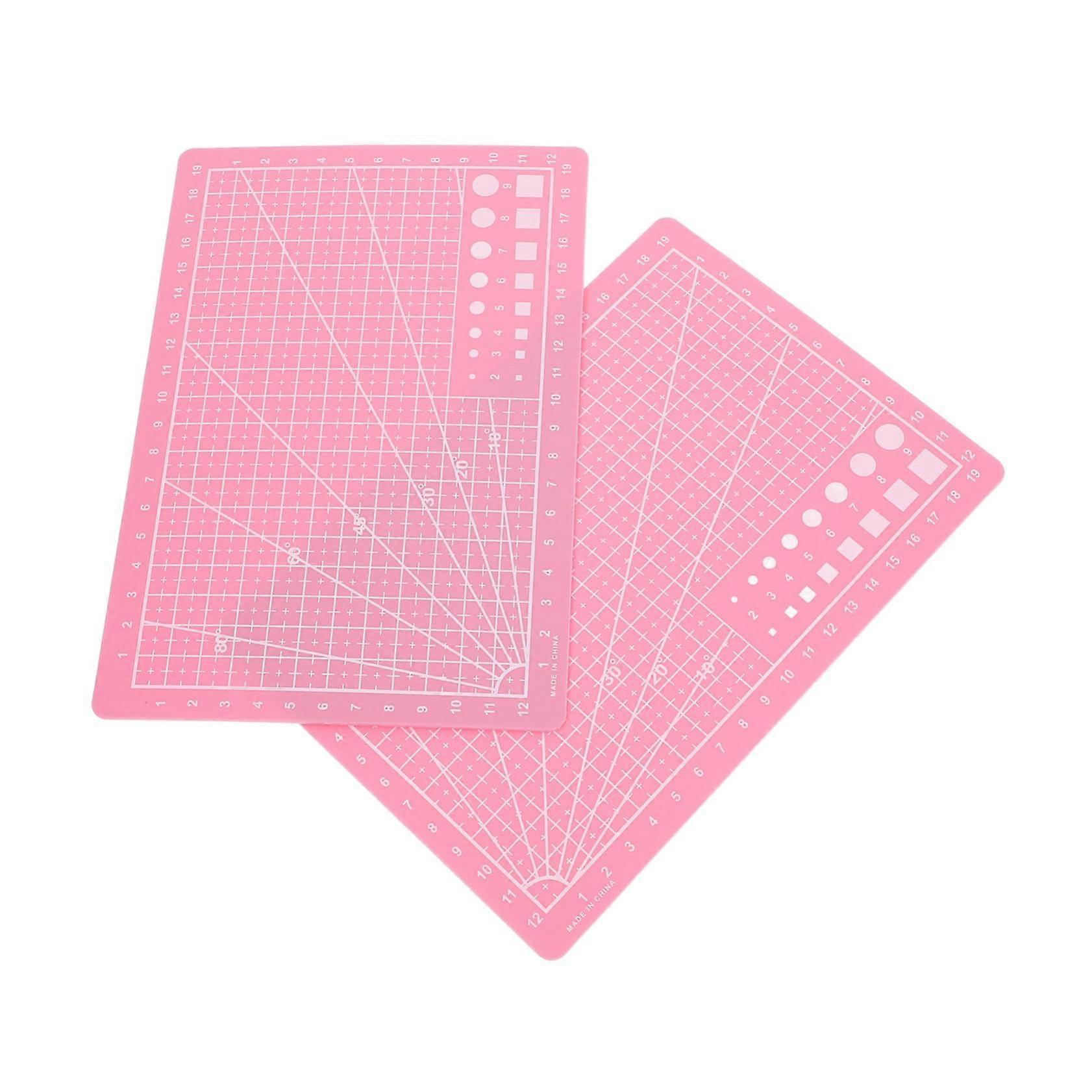 2pcs Double Sided Self Healing Cutting Mat with Precision Grid for Sewing, Scrapbooking, Pink PVC