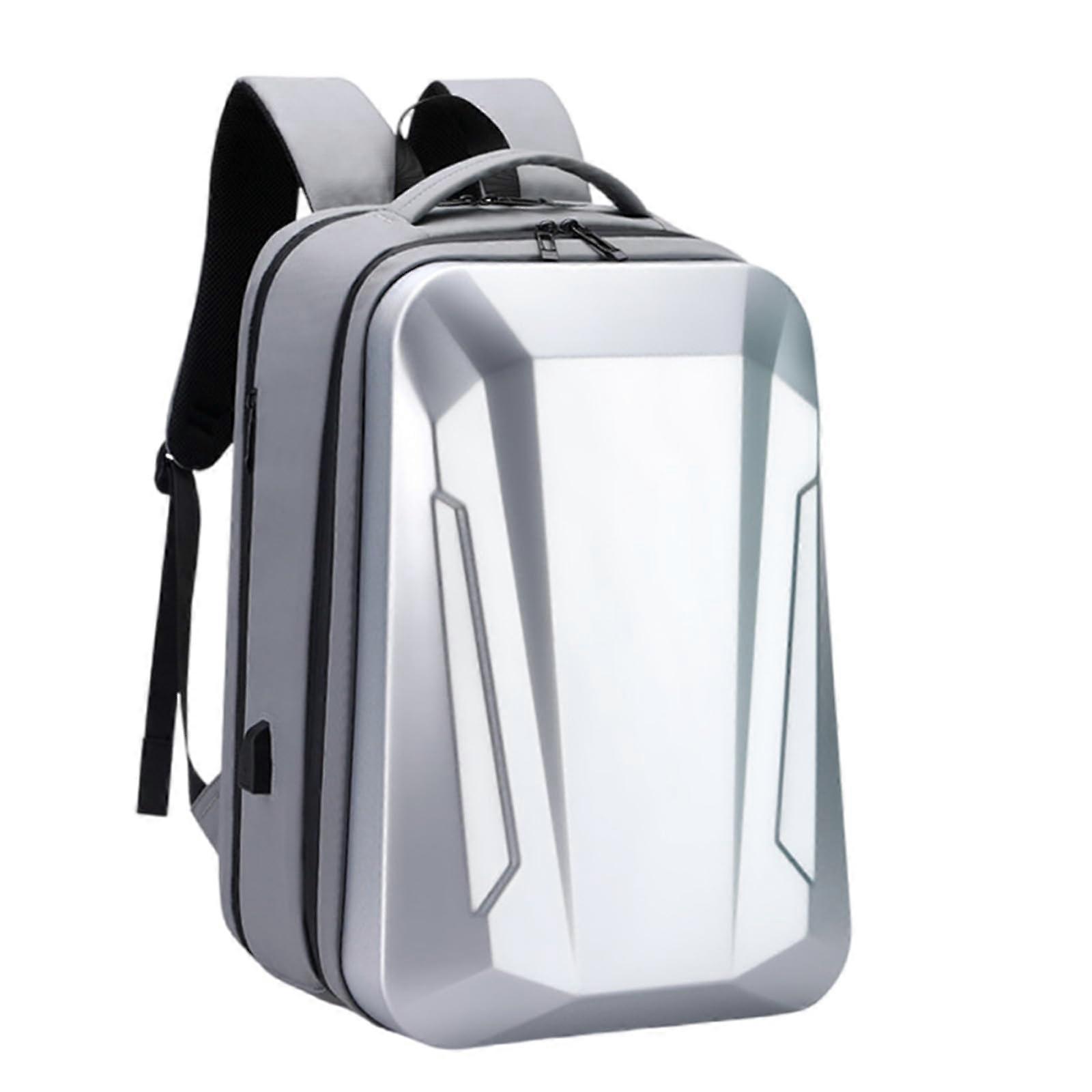 Waterproof Motorcycle Backpack with Helmet Holder, Reflective Straps and Expandable Laptop Compartment Silver