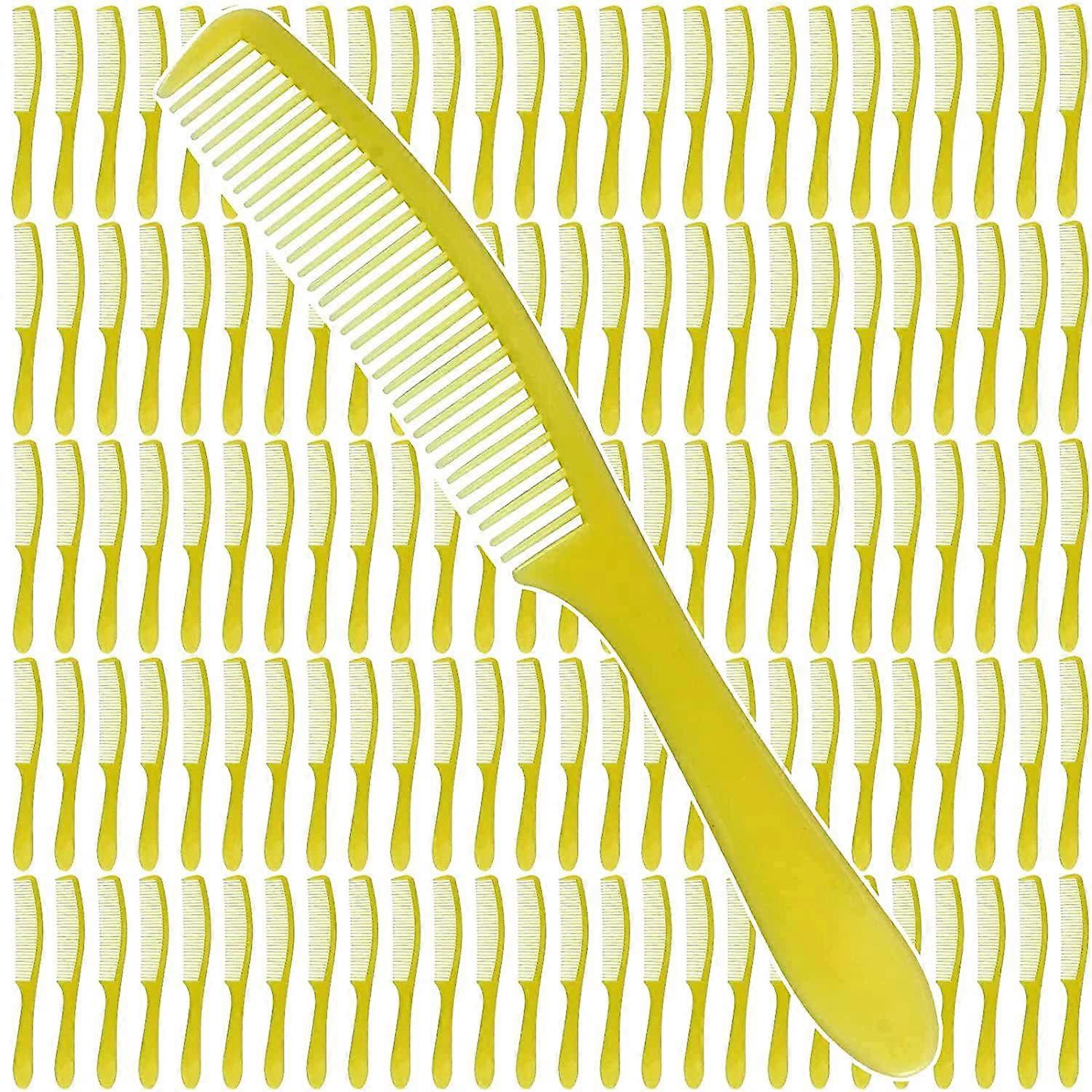 Plastic Combs Bulk 300pcs Individually Wrapped Yellow Combs with Handle for Hotels and Charities