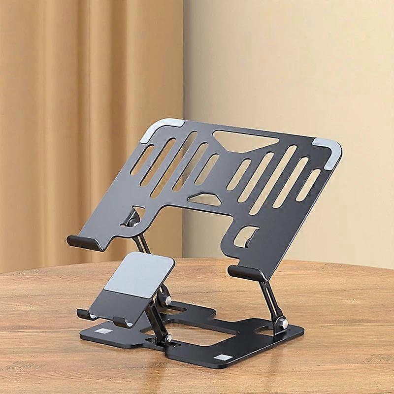 2-In-1 Foldable Laptop Tablet Stand Riser With Phone Holder