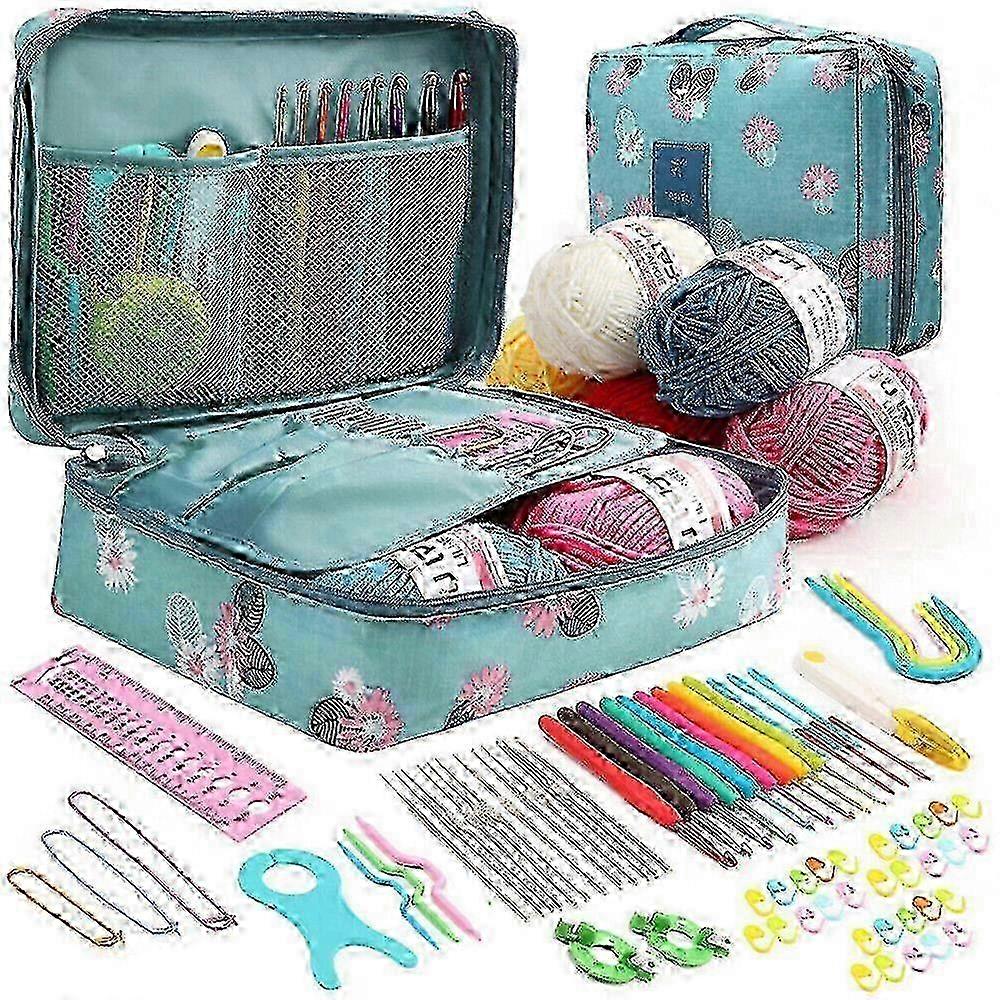 Complete Crochet Kit with Comfort Grip & Multi-Color Yarn