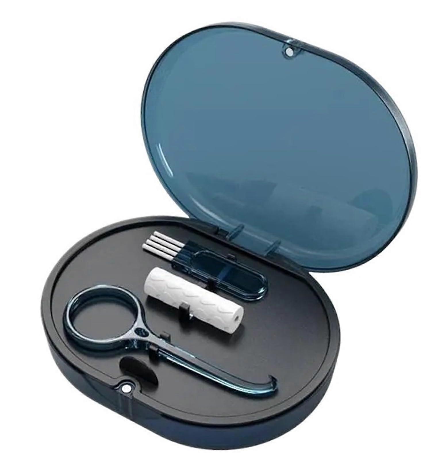 Retainer Case with Strainer and Brush Leakproof Lid Large Capacity Blue Flower Design