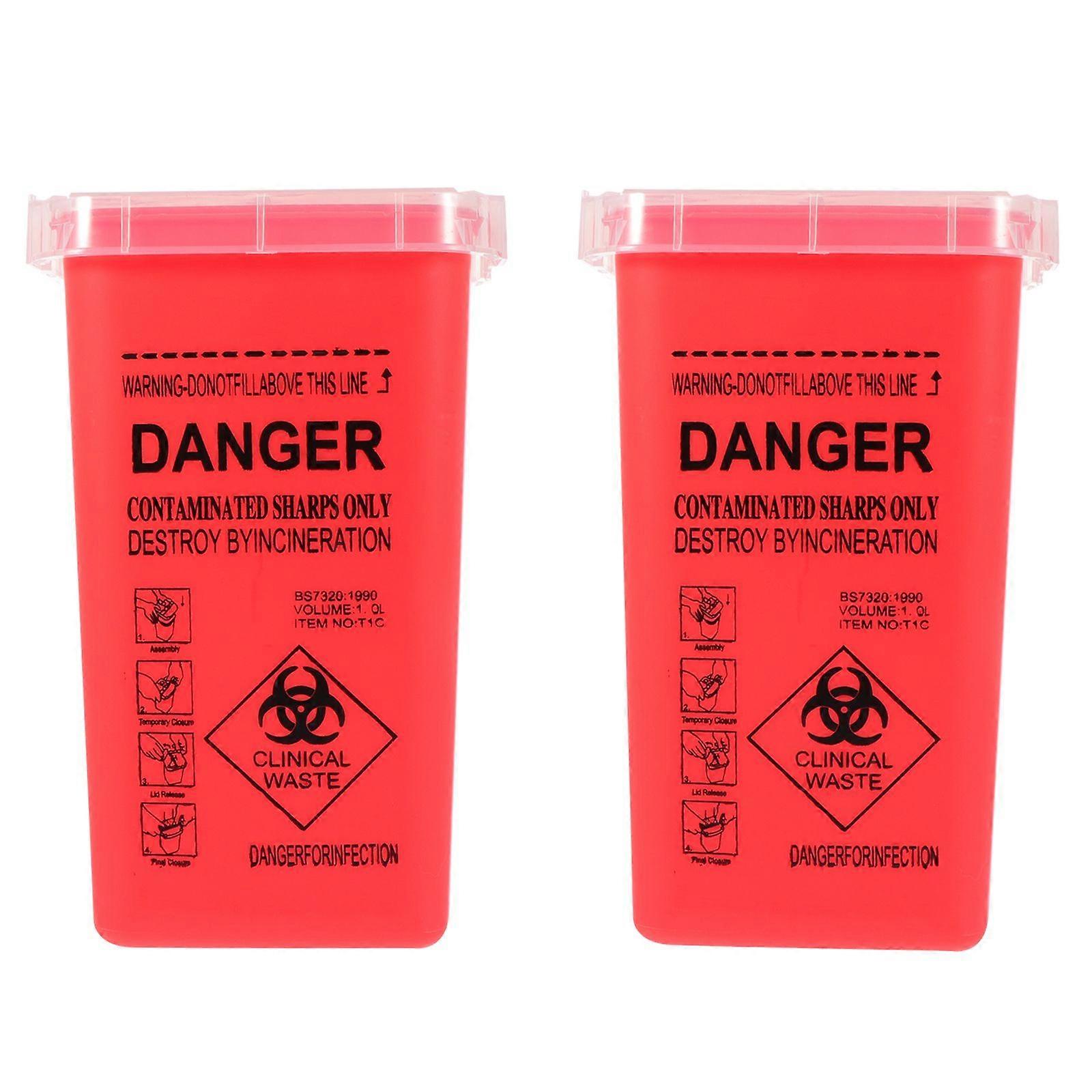 2Pcs Multi-function Sharps Buckets Plastic Disposal Containers Thickened Disposal Boxes