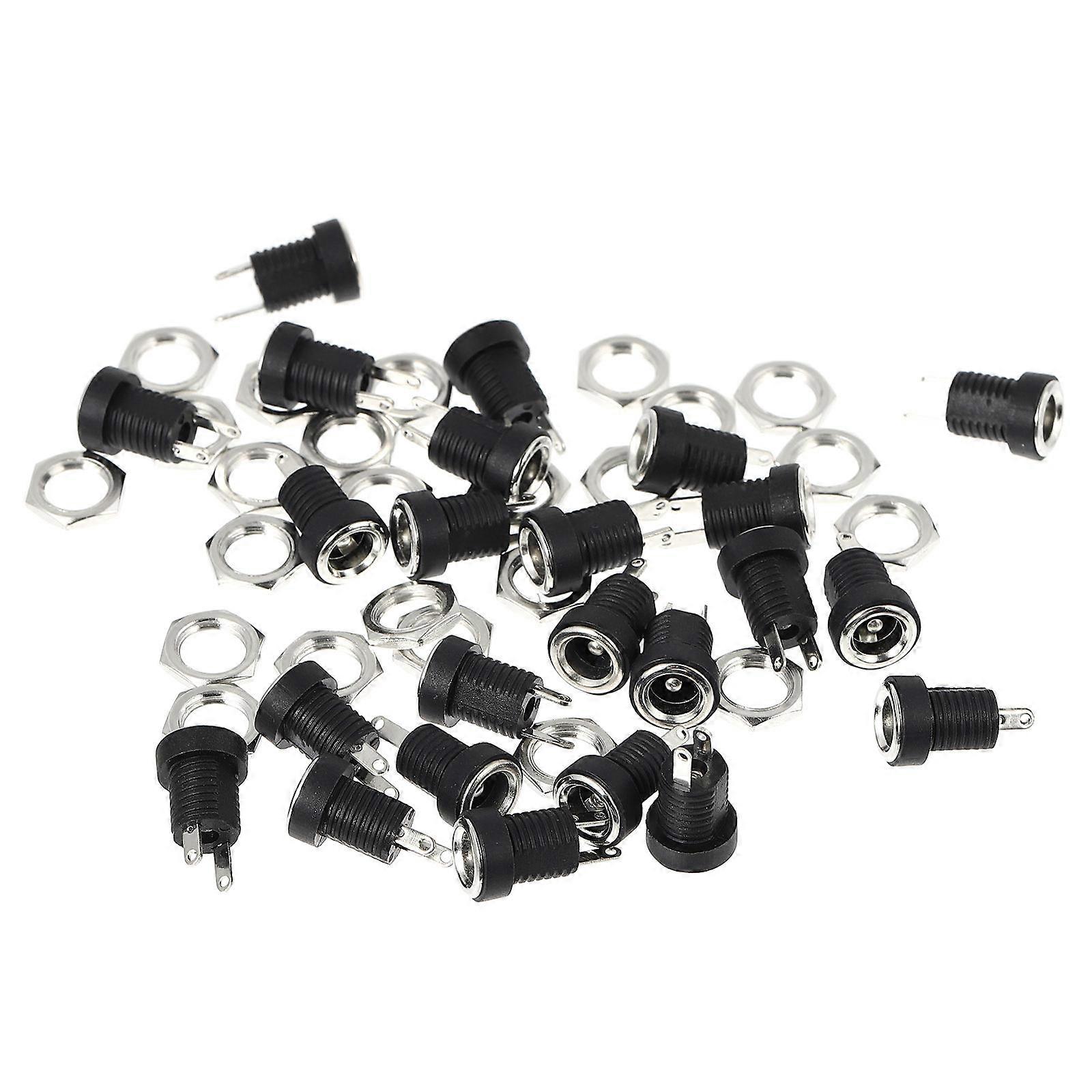 Dc Power Socket Black with Nuts for Charging 24Pcs Durable Design
