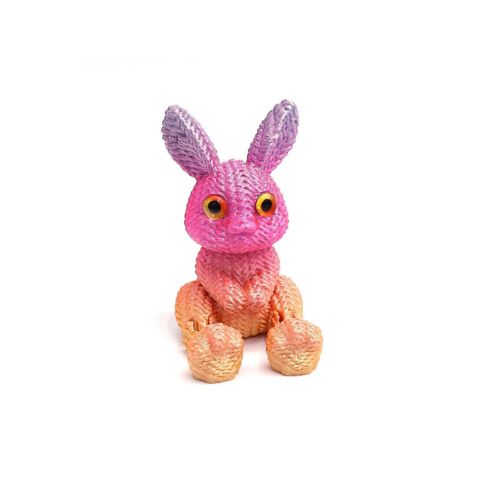 3D Printed Gradient Rabbit Figurine Easter Bunny Desk Decor with Smooth Polished Finish