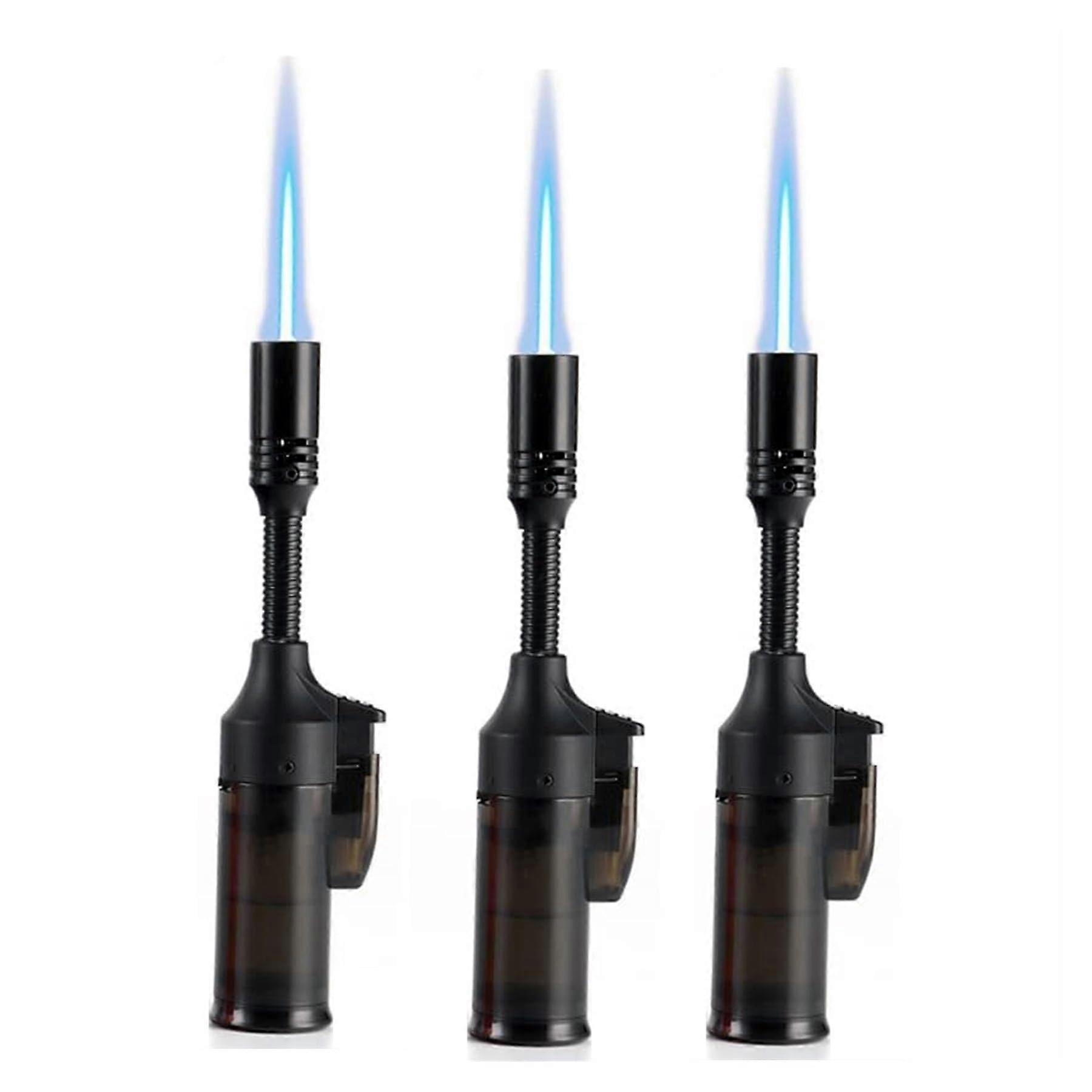 Windproof Refillable Butane Lighter 3Pack with Adjustable Flame and Visible Fuel Window for Outdoor Use