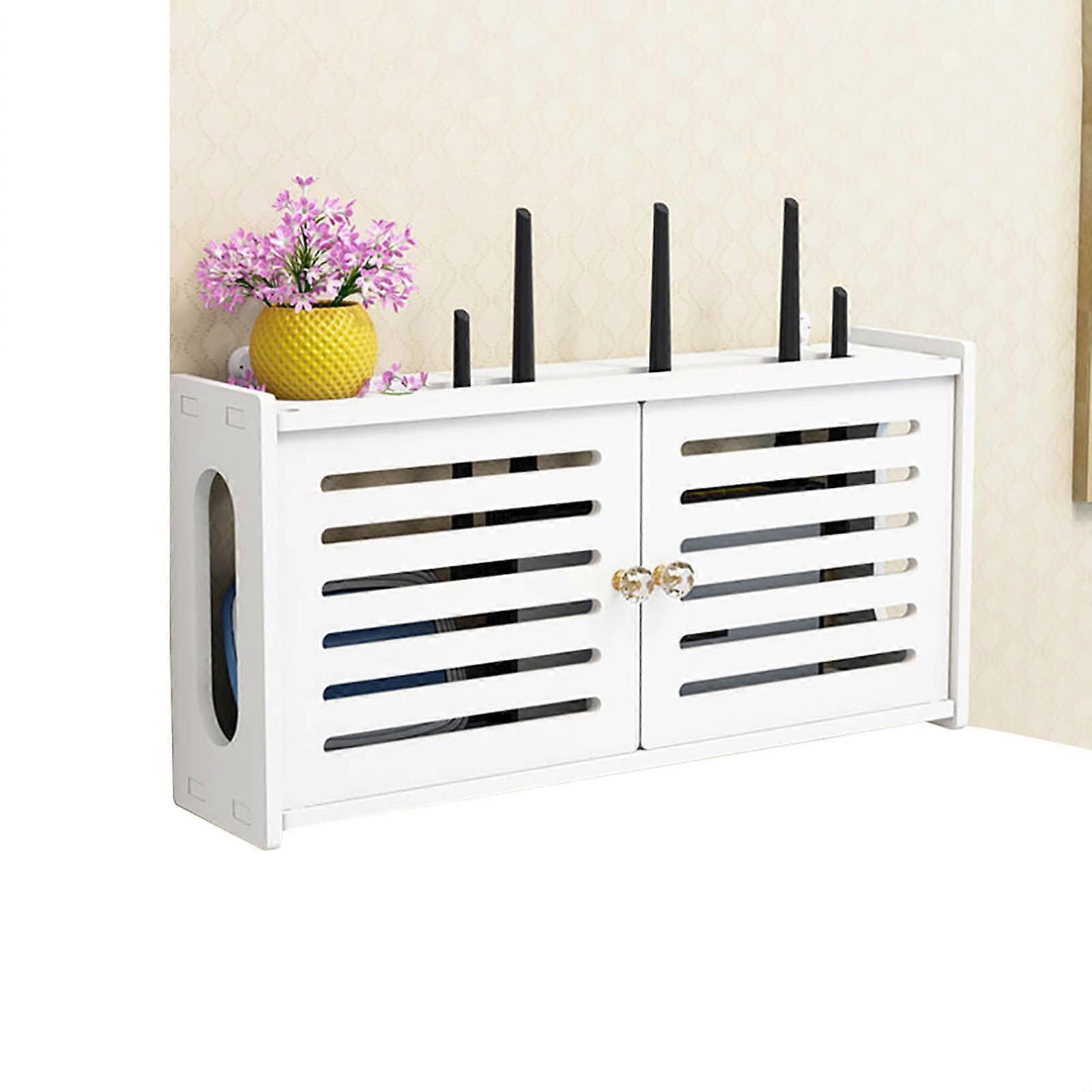 Wireless Router Wall Mount Storage Box with Cable Organizer for Living Room and Replacement Kit
