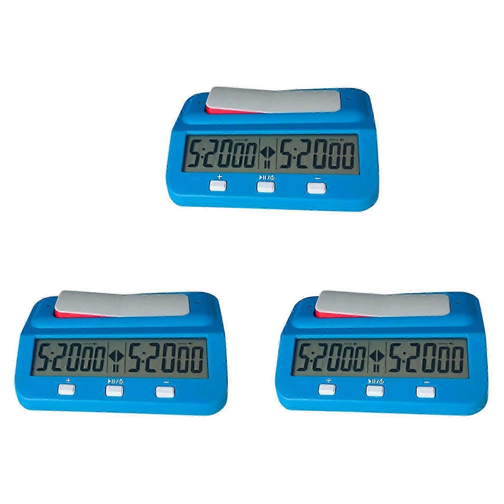 3X Chess Basic Digital Chess Clock & Game Timer - Portable & Accurate Digital Timer Watch for Chess Games (Blue)