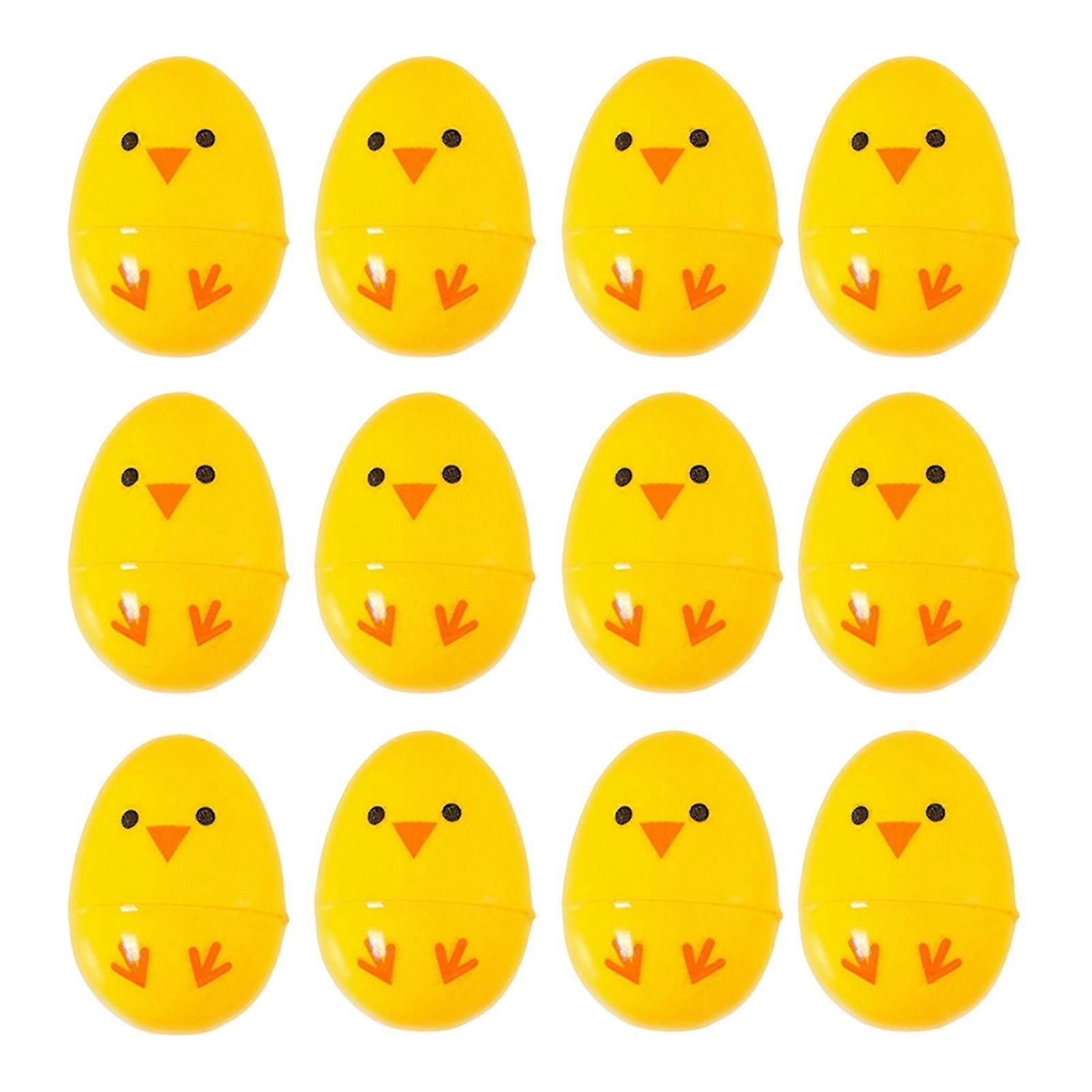 2.4 Inch Plastic Chick Easter Eggs Empty Yellow Mini Fillable Eggs for Easter Basket Stuffers Hunt