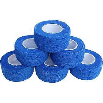 Lot de 6 bandes adhésives de 2,5 cm x 4,5 m, respirantes et cohésives, pour animaux de compagnie, élastiques et auto-adhésives, idéales pour le sport, les poignets et les chevilles (bleu)