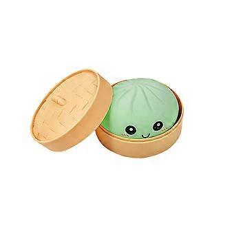 Amz Green Steamed Bun Kneading Fun Portable Soft, Non-Sticky, Bouncy Back When Squeezed, Fun And Stress-Relieving Simulation Food Toy