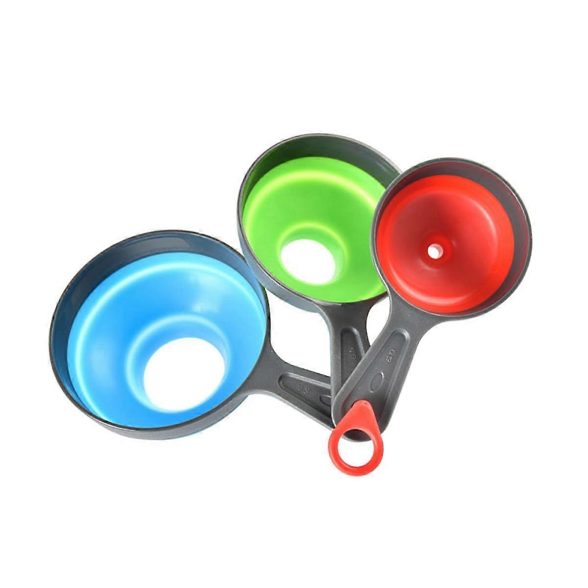 3pcs Collapsible Silicone Kitchen Funnel Set for Liquid