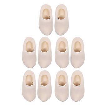 5 pares de sapatos de madeira em miniatura de 4 cm para acessórios de casa de bonecas, brinquedo inacabado para decoração de casinha de bonecas.