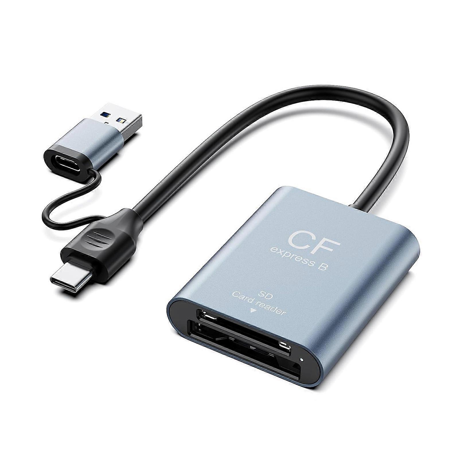 Aluminum Alloy CFe Type A And SD3.0 Double Slot Card Reader With Plug And Play Functionality Multicolor